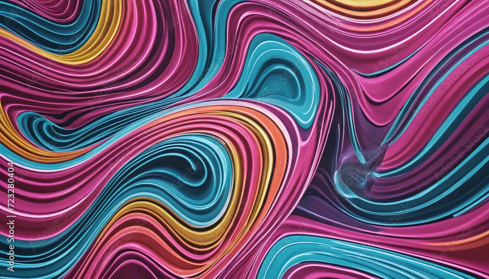 Poster glowing waves: a luminous abstract 3d render