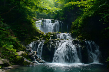 Obraz premium Waterfall in the forest.