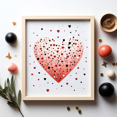 Valentine dotted heart shaped frame mockup