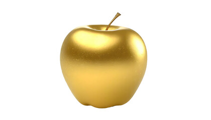 Golden apple isolated on transparent background.