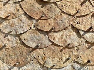 North Macedonia. Castle walls, Samuil's Fortress, Unesco World Heritage Site, on Lake Ohrid, Ohrid town.  View from watchtower of famous old fortress ruins of tzar Samuel in Ohrid.