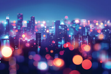 Urban Dreamscape: Ethereal Abstract Bokeh in City Night