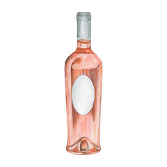 Watercolor rose wine clipart Illustration