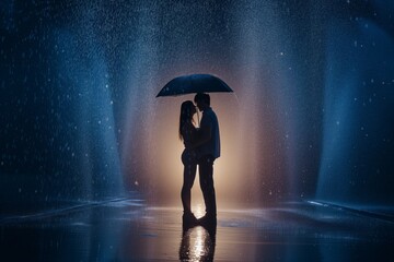 Couple Stands Passionately In The Rain, Capturing Raw Emotion Love In Motion