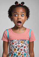 Stunning African American Girl Captivated by Surprise and Wonder