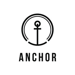 Simple anchor logo design with circle