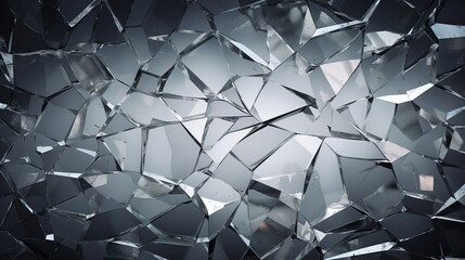 Realistic transparent shards of broken glass on checkered backdrop. - obrazy, fototapety, plakaty