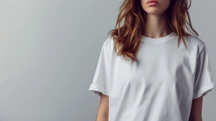 Woman With Long Hair Wearing White T-Shirt
