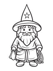 Fototapeta premium Beautiful Wizard Coloring Page, Perfect Design For your Project and Creations, Ai Generative