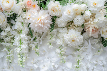 Obraz na płótnie Canvas A cascading array of blossoms frames a serene white center
