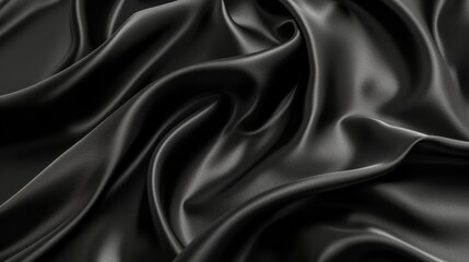 Fototapeta premium Close Up of Black Silk Material With Texture and Shine