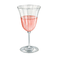 Watercolor wineglass clipart Illustration