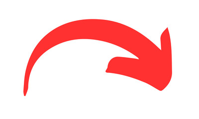 Red Color Brushstroke Arrow On Transparent Background, PNG