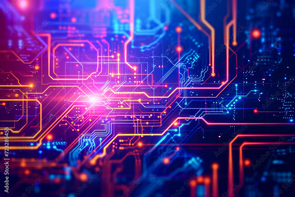 Poster futuristic and high-tech background with circuit board motifs