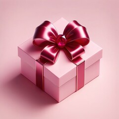 instant present, pink Soft-touch box, solid ruby bow 