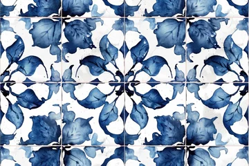 Tapeten Portuguese azulejo tiles. Blue and white gorgeous seamless patterns. © Lubos Chlubny