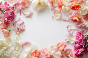 Obraz na płótnie Canvas A symphony of blooming flowers creates a wedding-inspired frame
