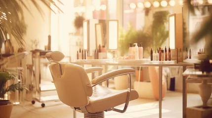 Poster Beauty salon interior with soft light decoration. Created with Generative AI © Alpa
