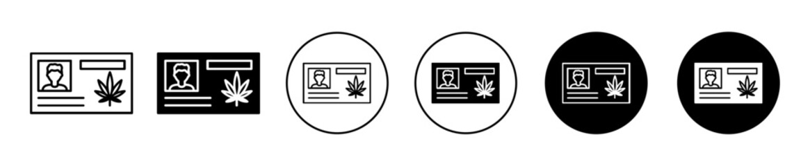 Medical marijuana card vector icon set collection. Medical marijuana card Outline flat Icon.