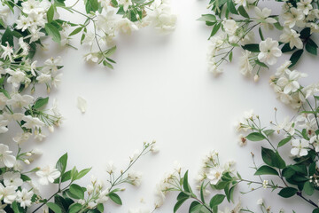An arrangement of promising petals frames a clean white space