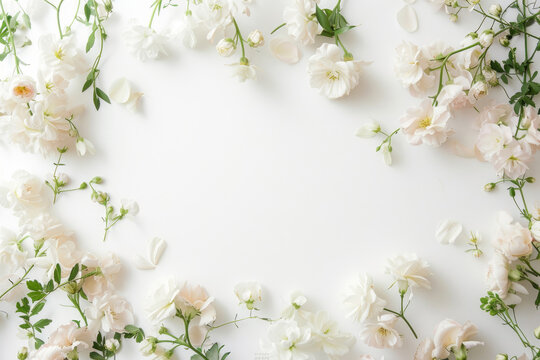 An arrangement of promising petals frames a clean white space