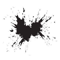 Ink brush stroke isolated on transparent background, paint splatter, artistic design Ink splash. High quality manually traced. Drop element, Rough stain with  smudge, spray paint blot