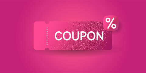 A poster for advertising discounts. Coupon and bonuses when purchasing an item or registering in the store.