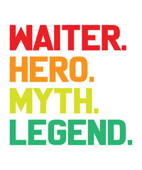 Waiter Hero Myth Legend Retro Vintage Waiter Svg Design
These file sets can be used for a wide variety of items: t-shirt design, coffee mug design, stickers,
custom tumblers, custom hats, printables, 