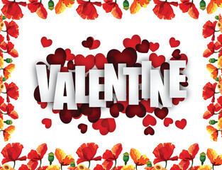 Rose Happy Valentine's Day Background Card Vector Illustration