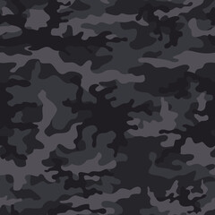 black camouflage vector illustration seamless military background, night camouflage pattern.