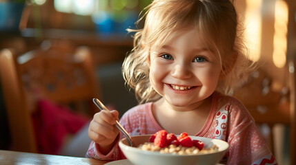 Child eating breakfast.