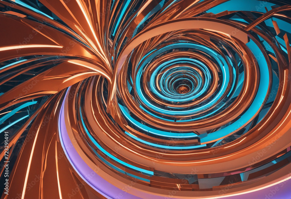 Poster modern geometric abstraction: vibrant line patterns in 3d