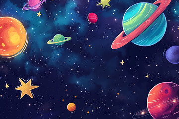 Space background cartoon for kids.