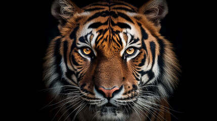 Majestic Tiger Face in 8K Ultra HD on Black