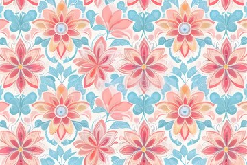 Fototapeta premium colorful floral textile pattern background wallpaper