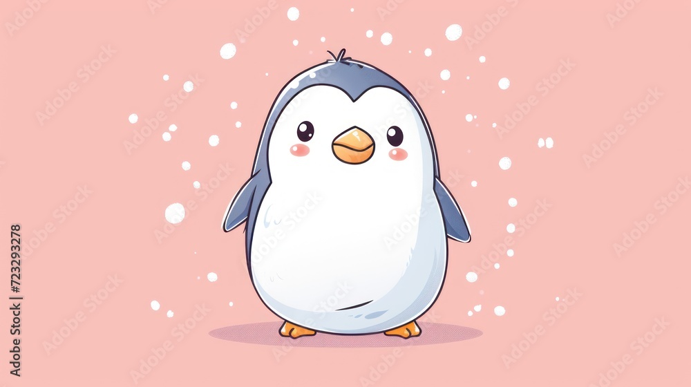 Poster a penguin is standing in the snow with its head turned to look like it has a frown on it's face as i