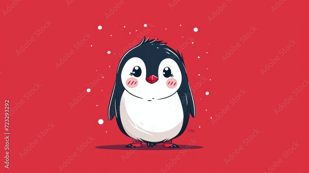 Poster a penguin with a red nose and a black and white penguin with a red nose and a black and white pengui