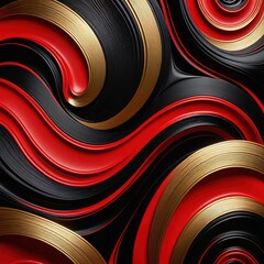 painting with red,  black swirls, in the style of dark scarlet and light gold, minimalist backgrounds
