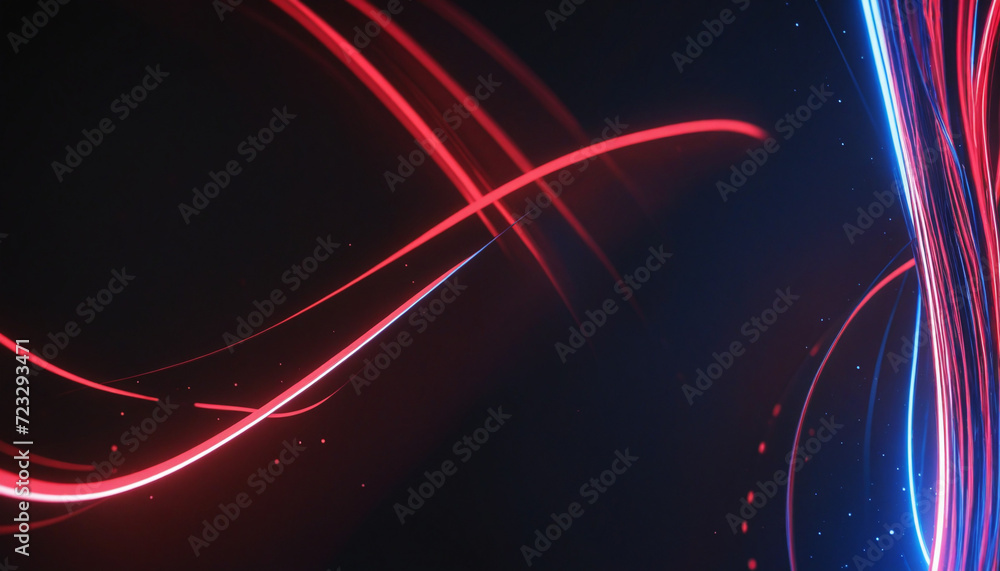 Poster dreamy neon mirage: vibrant abstract 3d rendering with blurred motion lines and bokeh lights