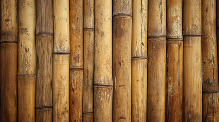 Bamboo wood texture with its distinctive, straight grain and nodes, wood texture, background