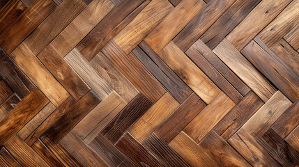 Parquet wood floor with a herringbone pattern, wood texture, background - obrazy, fototapety, plakaty