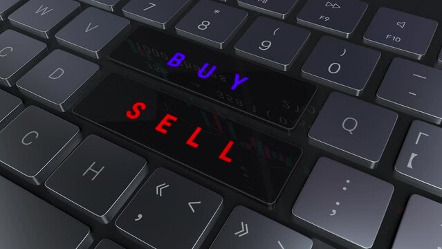 Buy sell stocks shares house land decision making invest signals bussiness keyboard pressing key Buy and Sell Word.Black Fridey.3D render