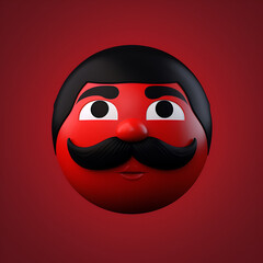 smiley face red emoticon with moustashe