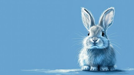  a painting of a bunny rabbit sitting in the water looking at the camera with a sad look on it's face as if he's looking at the camera.