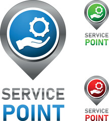 Servicepunkt, technicher Support, Reparatur - Icon, Logo, Wegweiser, Markierung