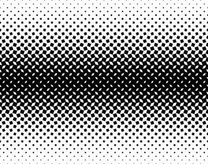Geometric pattern of black squares on a white background. Seamless in one direction. Medium fade out