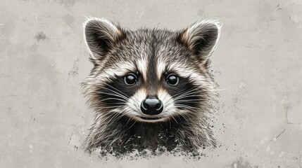  a close up of a raccoon's face with a grungy look on it's face and it's face is looking at the camera. - obrazy, fototapety, plakaty