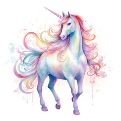 Naklejka na ściany i meble Beautiful Unicorn Watercolor Clipart, Perfect Design for Your Project and Creations, Ai Generative