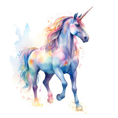 Naklejka na ściany i meble Beautiful Unicorn Watercolor Clipart, Perfect Design for Your Project and Creations, Ai Generative