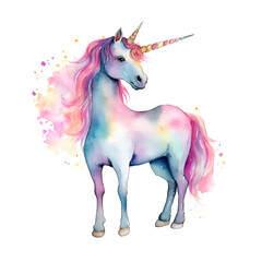 Obraz na płótnie Canvas Beautiful Unicorn Watercolor Clipart, Perfect Design for Your Project and Creations, Ai Generative